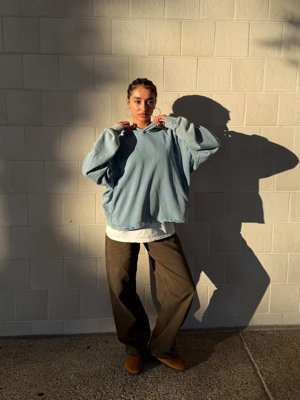 Vintage Washed Frayed-Hem Hoodie - Oversized Streetwear Love Project Detroit