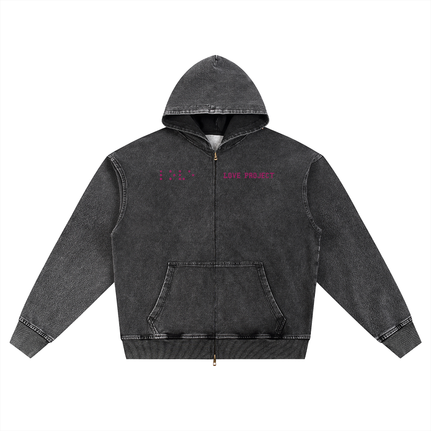 Snow Wash Oversized Zip Hoodie